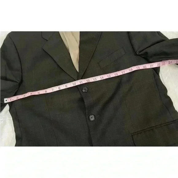 Chaps Ralph Lauren Cashmere wool 3 Button Suit Coat 42R Brown Blue Glen Plaid - Picture 15 of 16